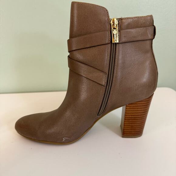 Isola Colleen Ankle Moto Boots Women 7.5 Brown Harness Leather Almond Block Heel - Picture 10 of 11